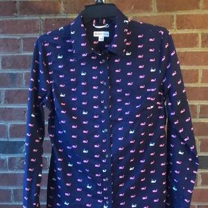 Merona LS Lightweight CottonShirt: Whales: NavyBlue/Pink/White